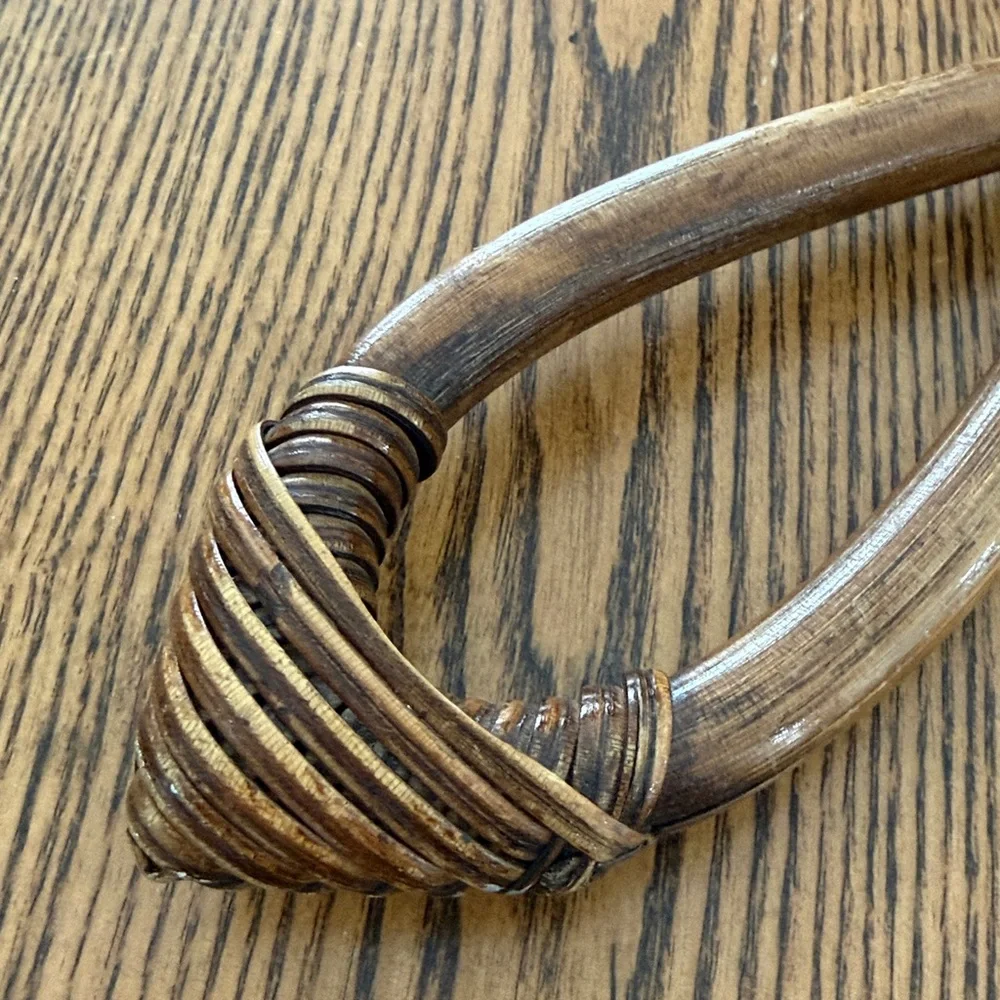 Vintage wood hand mirror - boho